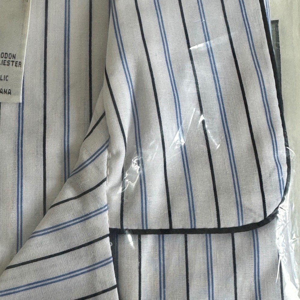 VTG Knightsbridge Mens Broadcloth Pajamas Long Sleeve Blue White Stripe Medium - Picture 9 of 9
